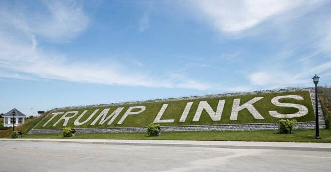 The entrance to Trump Golf Links at Ferry Point is seen in New York