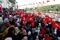 Demonstrators carry banners and flags during a protest against Tunisian President Kais Saied in Tunis