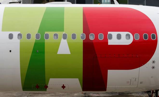 The first A330neo commercial passenger aircraft for TAP Air Portugal airline is seen at the Airbus delivery center in Colomiers near Toulouse