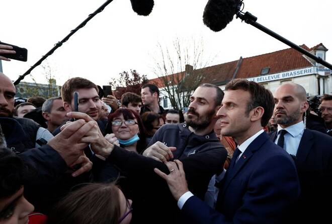 French President Macron, candidate for his re-election, campaigns in the northern Hauts-de-France region, in Carvin