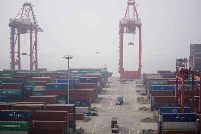 Containers at the Yangshan Deep Water Port in Shanghai