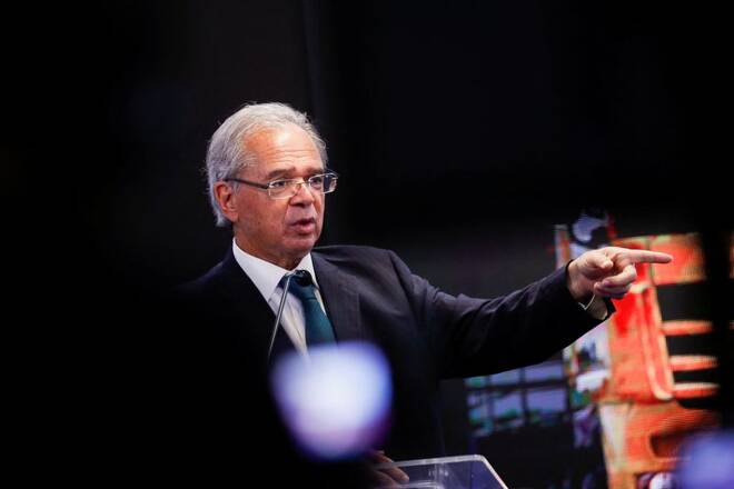 Brazil's Economy Minister Paulo Guedes attends a Brazil's Banco do Brasil credit launching ceremony for truck drivers in Brasilia