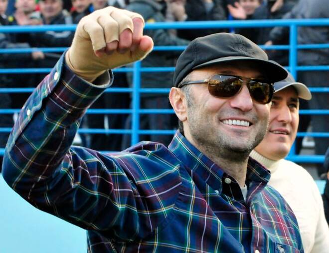 Dagestani born tycoon Kerimov watches a soccer match between Anzhi and CSKA in Moscow