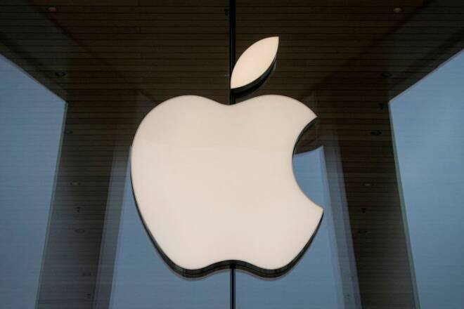 The Apple logo is seen at an Apple Store in Brooklyn, New York, U.S.