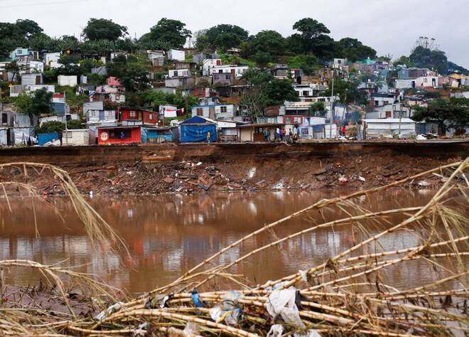 A view shows the destruction caused by flooding in Umlazi near Durban