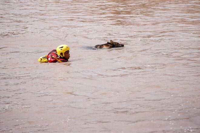 Search and rescue following torrential rains that triggered floods and mudslides, in Umbumbulu