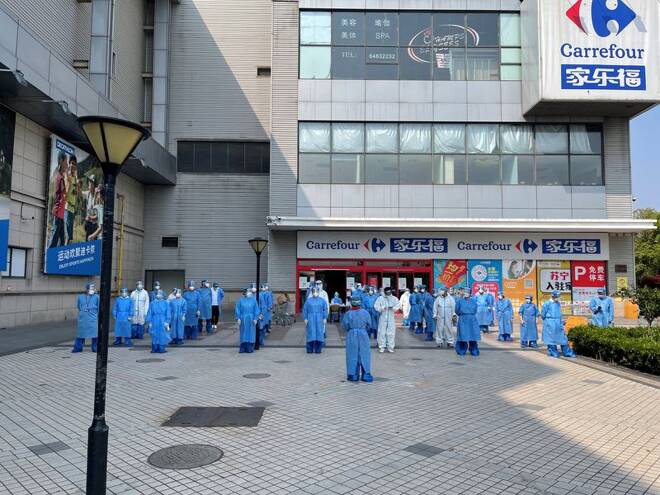 Carrefour hypermarket following COVID-19 outbreak in Shanghai