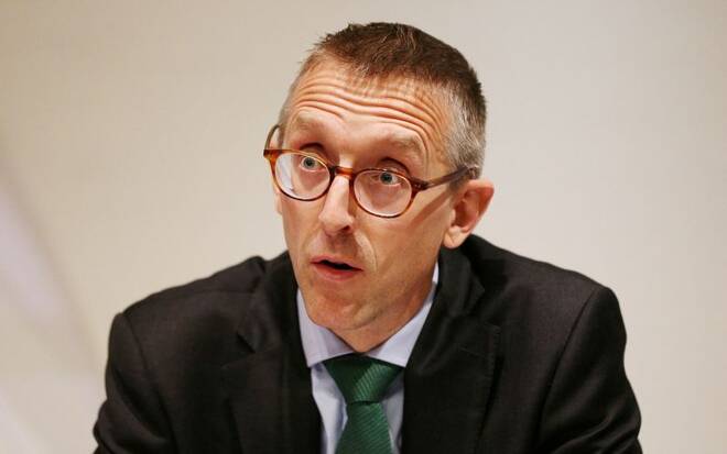 Britain's Deputy Governor for Prudential Regulation and Chief Executive Officer of the Prudential Regulation Authority Sam Woods speaks during the Bank of England's financial stability report at the Bank of England in the City of London