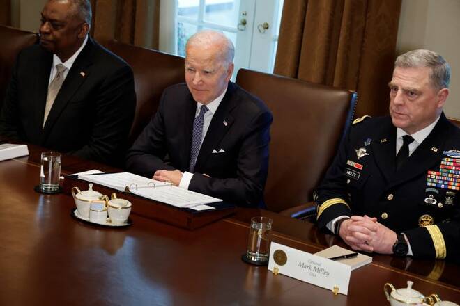 U.S. President Joe Biden meets with Defense Secretary Austin and military leaders at the White House in Washington