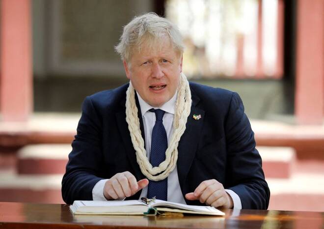Britain's PM Boris Johnson visits Gandhi Ashram in Ahmedabad