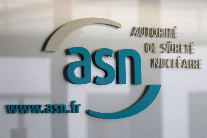 The logo of the French Nuclear Safety Authority (ASN) is seen at the ASN headquarters in Montrouge