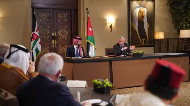 FILE PHOTO - Jordan's King Abdullah II meets with members of the Arab ministerial committee in Amman
