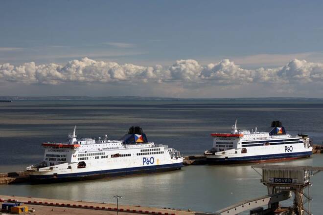 Two P&O ferries are seen at the port of Dover