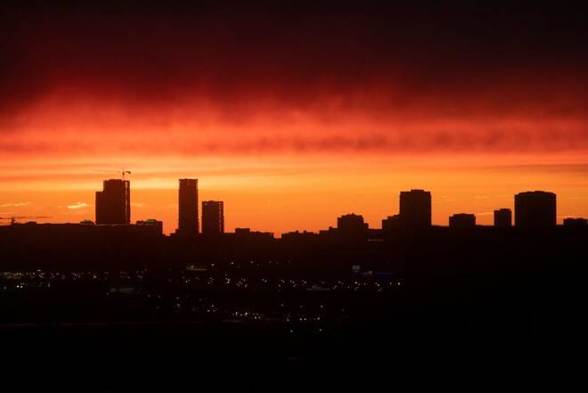 A general view of the city skyline during sunset as the spread of the coronavirus disease (COVID-19) continues, in Moscow