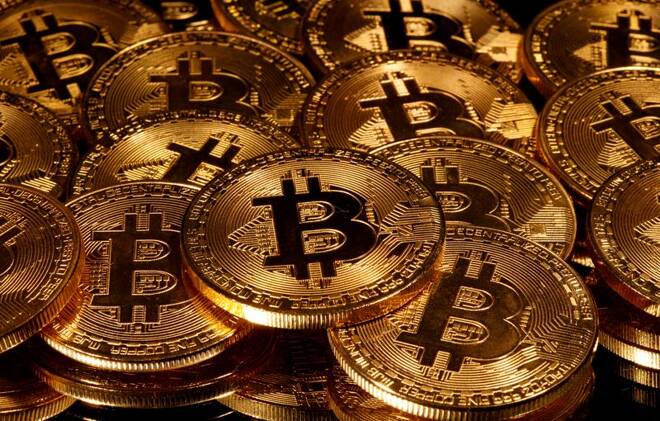 Representations of virtual currency Bitcoin are seen in this picture illustration taken