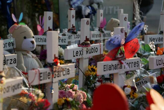 Memorial for the victims of a mass shooting in Uvalde, Texas