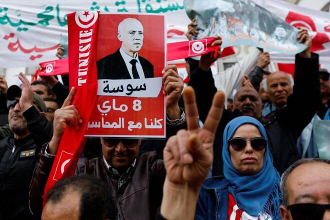 Rally in support of Tunisian President Kais Saied, in Tunis