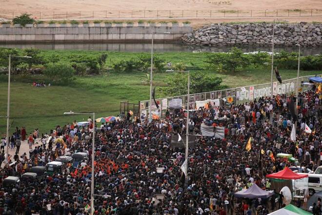 Protest against Sri Lankan President Rajapaksa, in Colombo