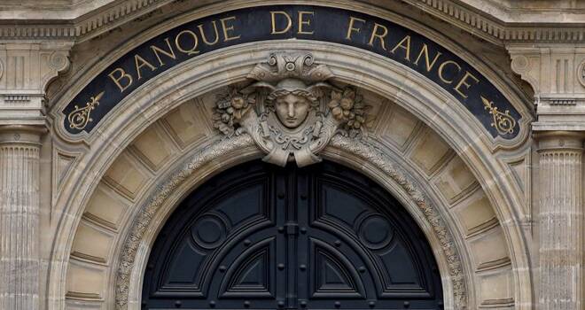 Facade of the Bank of France "Banque de France" headquarters in Paris