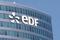 The logo of Electricite de France SA (EDF) is pictured on the facade of a building in Paris