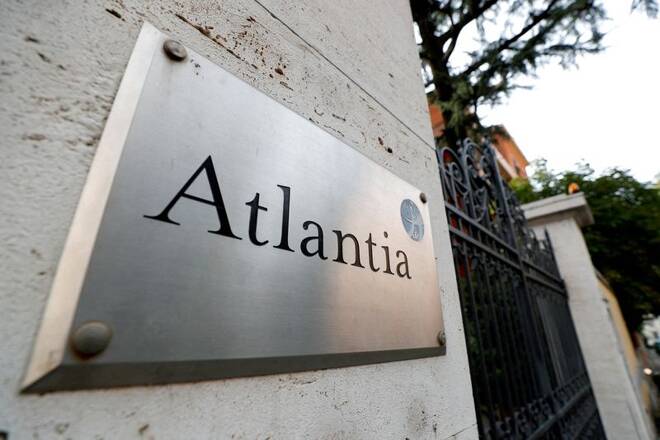 An Atlantia sign outside the Italian infrastructure group's Rome headquarters