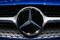 The Mercedes logo is shown as the 2017 Mercedes-Benz SL550 is introduced at the LA Auto Show in Los Angeles