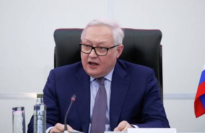 Russian Deputy Foreign Minister Ryabkov attends a news briefing on SSC-8/9M729 cruise missile system near Moscow
