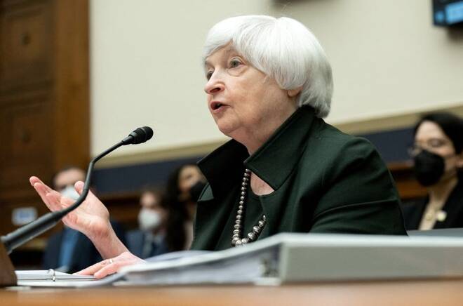 U.S. Treasury Secretary Janet Yellen testifies during a U.S. House Committee on Financial Services hearing on the Annual Report of the Financial Stability Oversight Council, on Capitol Hill in Washington