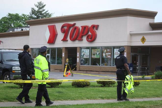 Scene of a shooting at a Tops supermarket in Buffalo, New York