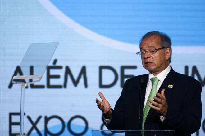 Brazil's Economy Minister Paulo Guedes speaks in Sao Paulo