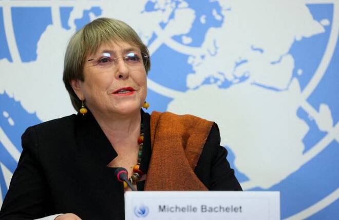 UN High Commissioner for Human Rights Michelle Bachelet attends an event at the United Nations in Geneva