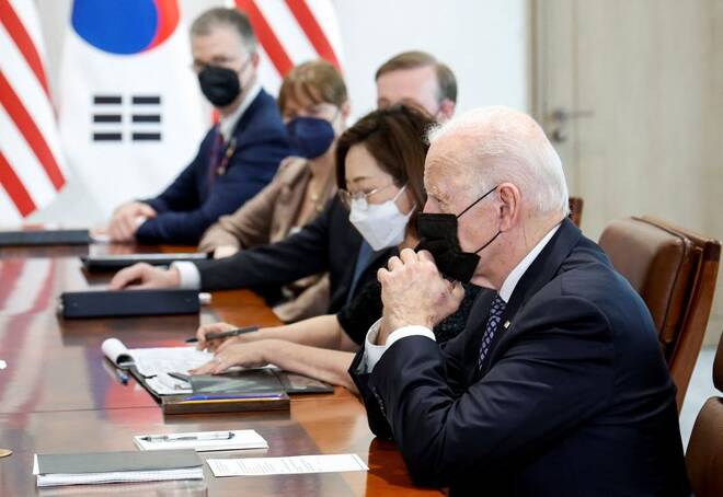 U.S. President Biden attends a bilateral meeting with South Korean counterpart Yoon Seok-youl in Seoul
