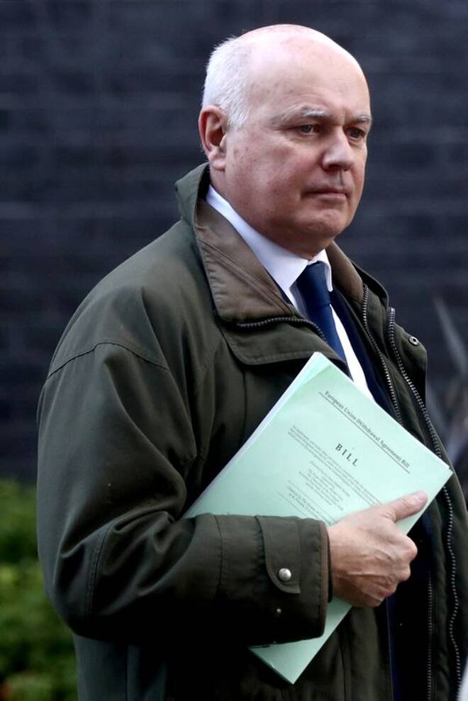 Britain's Conservative MP Iain Duncan Smith as he leaves Downing Street in London