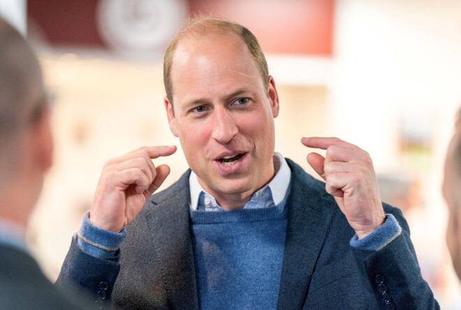 Britain's Prince William visits Heart of Midlothian Football Club to watch a programme called 'The Changing Room' in Edinburgh, Scotland
