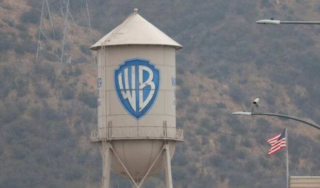 The iconic Warner Bros. Water Tower is pictured at Warner Bros. Studios lot in Burbank