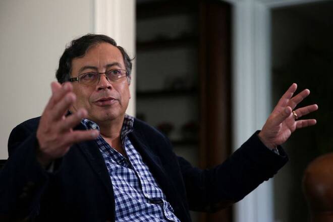 Presidential Candidate Gustavo Petro for the political alliance 'Pacto Historico' speaks during an interview with Reuters in Bogota
