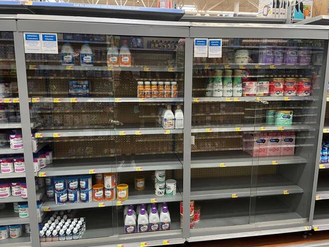 A cabinet of baby formulas is seen at a Walmart store in Raleigh