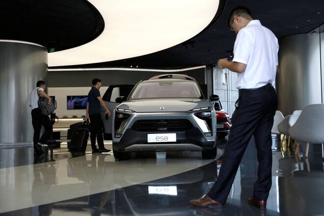 NIO ES8 electric SUV is displayed at its store in Beijing