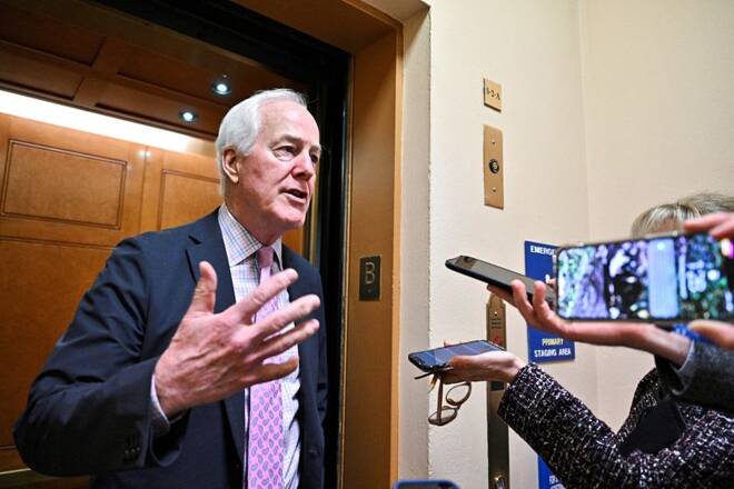 U.S. Senator John Cornyn (R-TX) speaks with reporters at the U.S. Capitol in Washington
