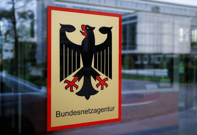 The logo of German regulatory office Bundesnetzagentur is pictured in Bonn