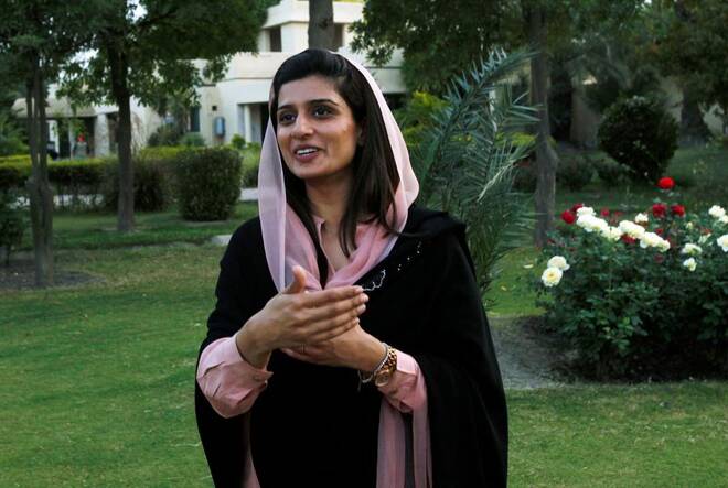 Former Pakistan Foreign Minister Hina Rabbani Khar speaks during an interview with Reuters in the lawns of her residence in Muzaffargarh