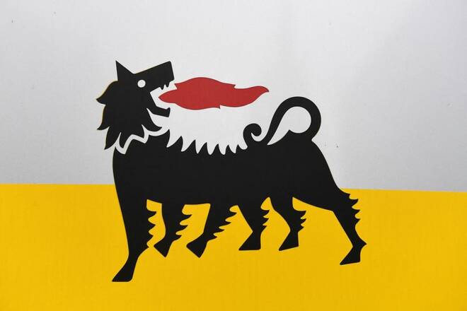 The logo of Italian energy company Eni is seen at Eni's Renewable Energy and Environmental R&D Center in Novara