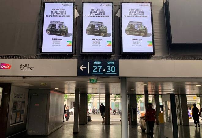 Billboards for My Ami Buggy limited edition Citroen electric small car in Paris