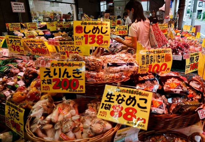 Shoppers are seen at a supermarket in Tokyo, Japan
