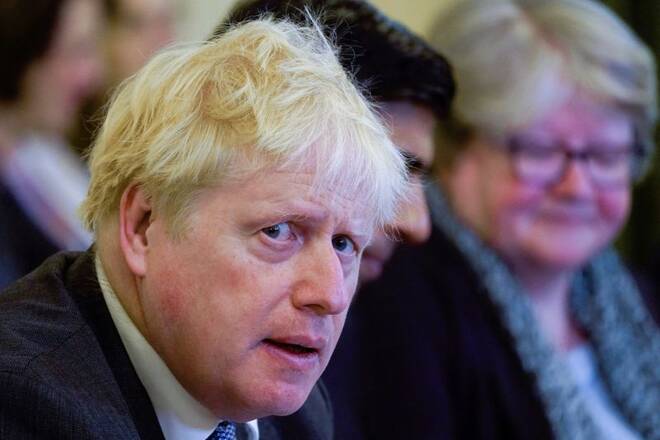 Britain's Prime Minister Boris Johnson speaks during a cabinet meeting at 10 Downing Street in London