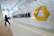 A company logo is pictured at the headquarters of Germany's Commerzbank