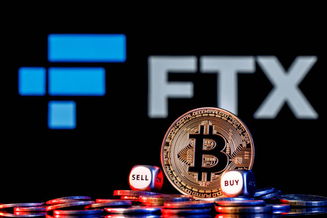 FTX logo alongside Bitcoin