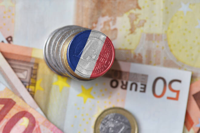 French flag alongside money