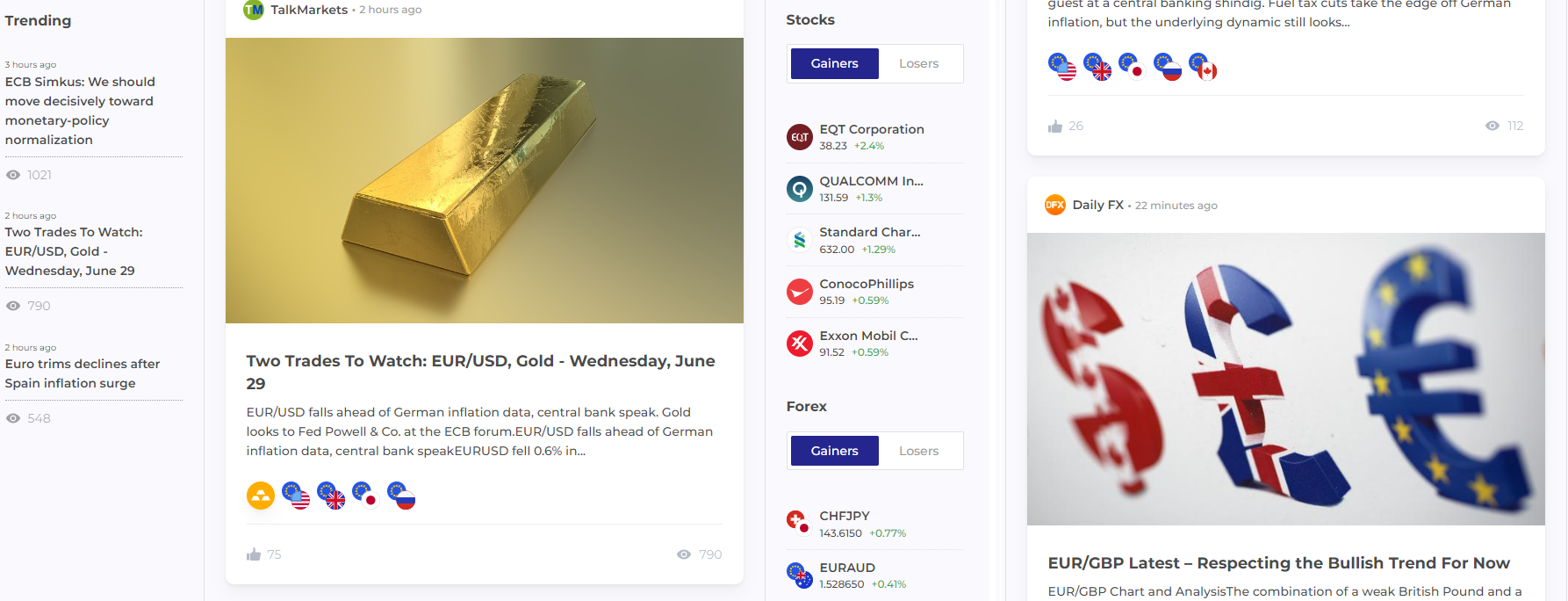 IQ Option’s ‘News Feed’ hub