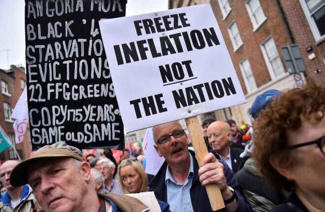 Demonstrators protest about the rising cost of living in Dublin